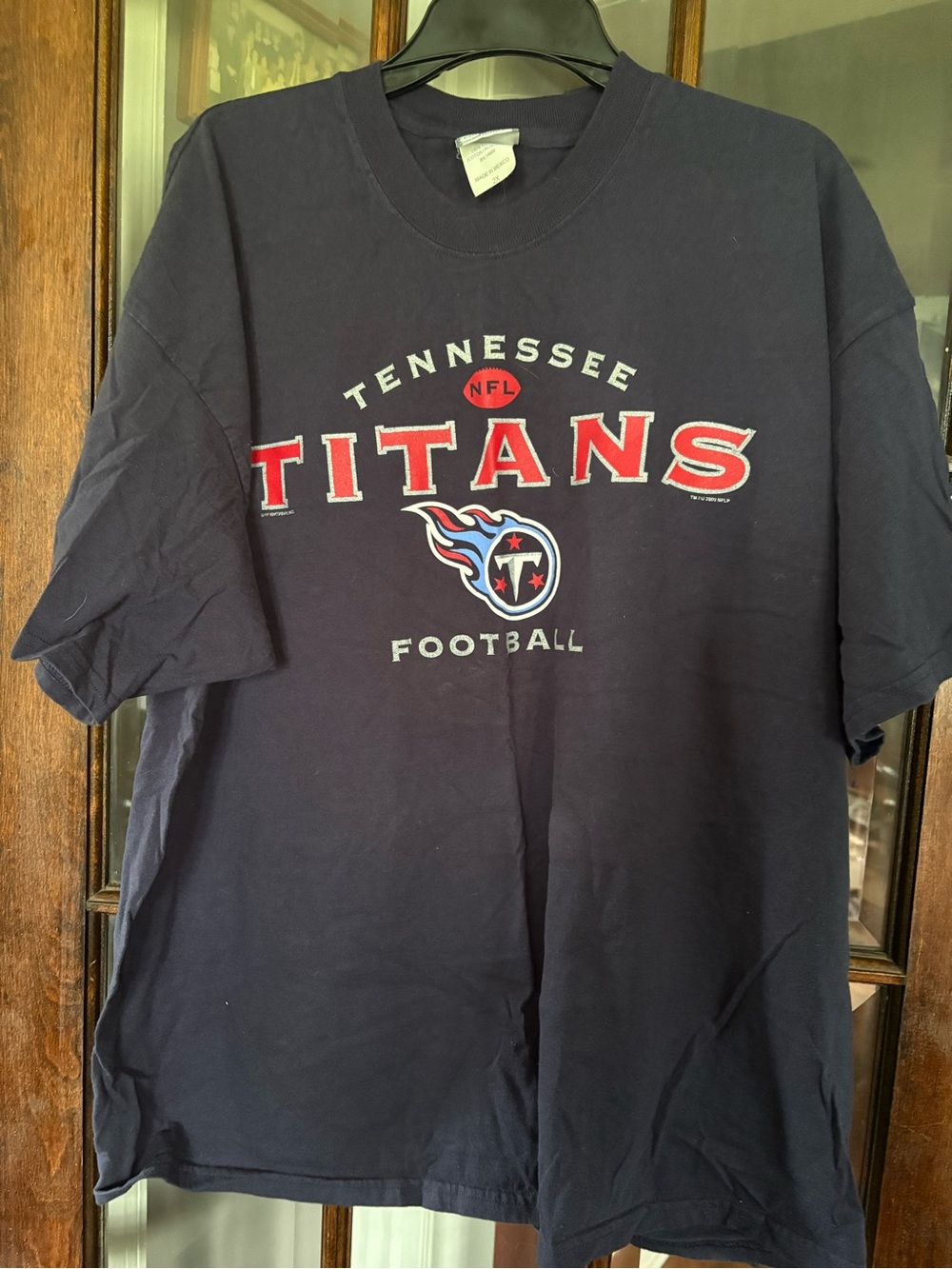 Lee Navy Tennessee Titans Graphic Tee with Red and White Accents